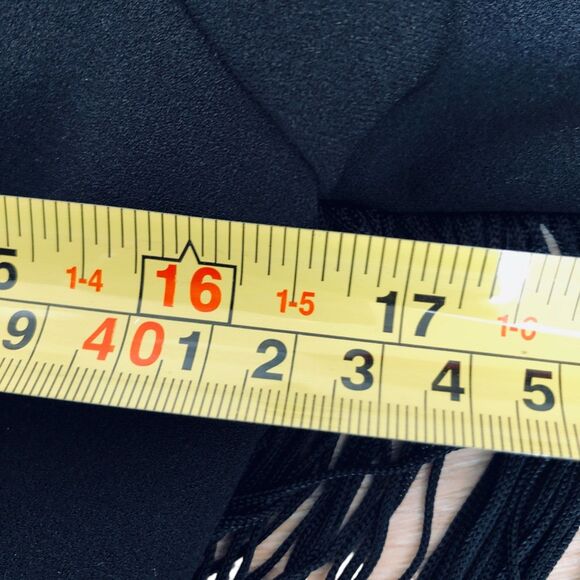 Zara Black Mini Dress with Fringe Sleeves - Picture 12 of 14